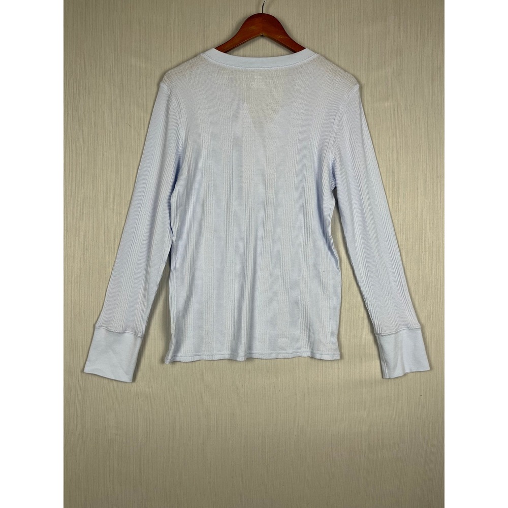 Aerie Henley Womens XL Light Blue Long Sleeve Waffle Knit Thermal Loungewear - Picture 4 of 8